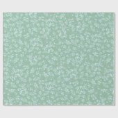 ティール（緑がかった色）白レトロヴィンテージフローラルパターン ラッピングペーパー (フラット)