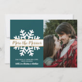 ティール（緑がかった色）白人写真クリスマス妊娠の発表 案内状 (正面)