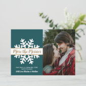 ティール（緑がかった色）白人写真クリスマス妊娠の発表 案内状 (スタンド正面)