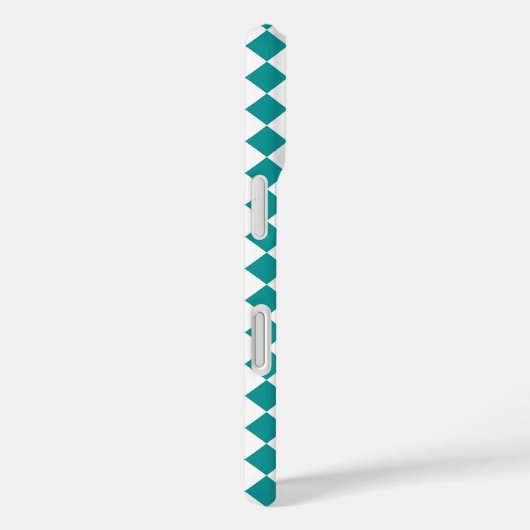 ティール（緑がかった色）白市松模様にダイヤンパターン Case-Mate iPhoneケース (裏面 / 右)