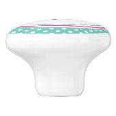 ティール（緑がかった色）(白水玉模様とピンクフローラ) セラミックノブ (側面)