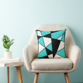 ティール(緑がかった色)白黒の幾何モダンパターン クッション (椅子)