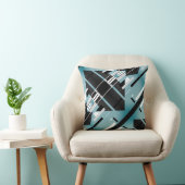 ティール（緑がかった色）白黒グレイ斜め南西アートルック クッション (椅子)