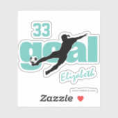 ティール(緑がかった色)白黒ゴール女子パーソナライズされたサッカー シール (シート)