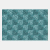 ティール（緑がかった色）(白黒ハート) ラッピングペーパーシート (正面2)