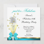 ティール（緑がかった色）白黒金ゴールド素晴らしい誕生日パーティー 招待状 (裏面)