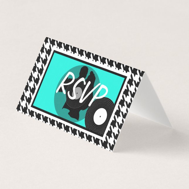 ティール（緑がかった色）、白黒1950s市松模様にテーマrsvp/ (正面)