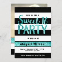 ティール（緑がかった色）白黒sweet sixteen誕生会