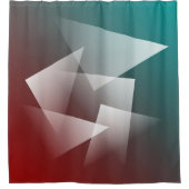 ティール（緑がかった色）白 シャワーカーテン (正面)