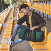 ティール(緑がかった色)皮革模造細長コイン回収器 ダッフルバッグ