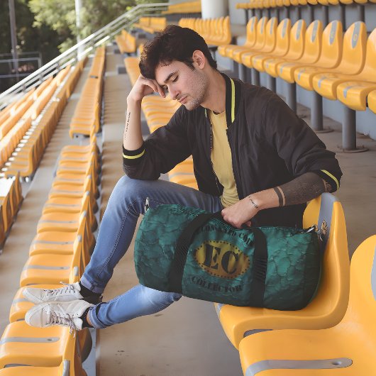 ティール（緑がかった色）皮革模造細長コイン回収器 ダッフルバッグ