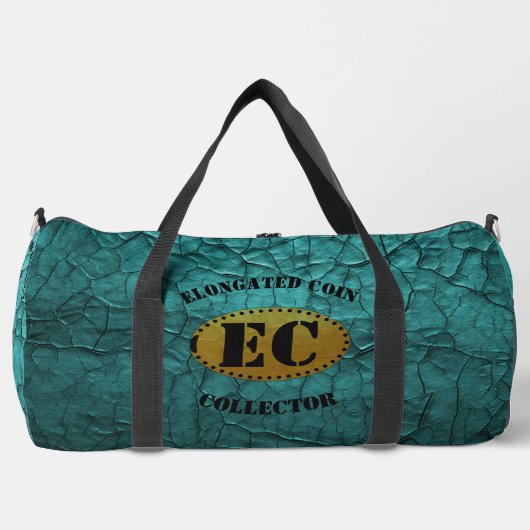 ティール（緑がかった色）皮革模造細長コイン回収器 ダッフルバッグ (正面)