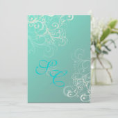 ティール(緑がかった色)+真珠旋回結婚式招待状 招待状 (スタンド正面)