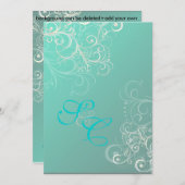 ティール(緑がかった色)+真珠旋回結婚式招待状 招待状 (正面/裏面)