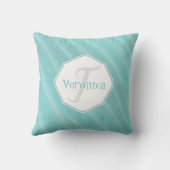 ティール（緑がかった色）砂リップルパーソナライズされた枕 クッション (裏面)