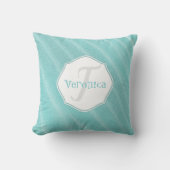 ティール（緑がかった色）砂リップルパーソナライズされた枕 クッション (正面)