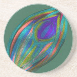 ティール（緑がかった色）砂岩&コルクコースター | m3galleryStudio コースター