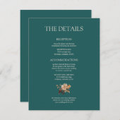 ティール（緑がかった色）秋テラコッタウォーターカラーフローラ結婚ズ エンクロージャーカード (正面/裏面)