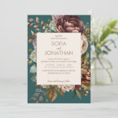 ティール（緑がかった色）秋マルーンウォーターカラーフローラ結婚ズ (スタンド正面)