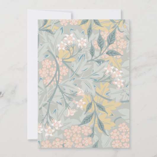 ティール（緑がかった色）秋水彩フローラ結婚式招待状 招待状 (裏面)