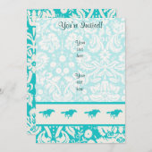 ティール（緑がかった色）競馬 招待状 (正面/裏面)