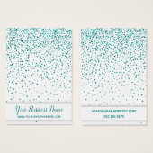 ティール(緑がかった色)紙吹雪のホワイトイヤリングホルダー表示カード (正面&裏面)