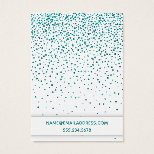 ティール(緑がかった色)紙吹雪のホワイトイヤリングホルダー表示カード (裏面)