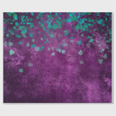 ティール（緑がかった色）紙吹雪オン紫 ラッピングペーパー (フラット)