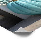 ティール(緑がかった色)素晴らしカボチャのデジタルアートプリント ポスター (角)