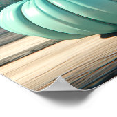 ティール（緑がかった色）素晴らしカボチャのデジタルアートプリント ポスター (角)