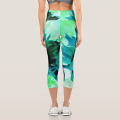 ティール（緑がかった色）素晴らし&ブラックサボットダリア カプリレギンス (裏面)