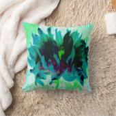 ティール（緑がかった色）素晴らし&ブラックサボットダリア クッション (ブランケット)