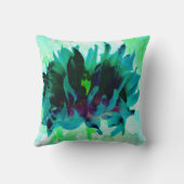 ティール（緑がかった色）素晴らし&ブラックサボットダリア クッション (裏面)