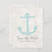 ティール（緑がかった色）素朴いかり日付ポストカードの保存 案内ポストカード (正面/裏面)