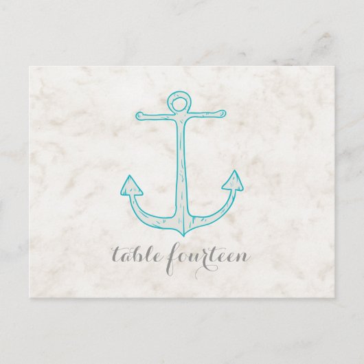 ティール（緑がかった色）素朴いかり表番号はがき ポストカード (正面)