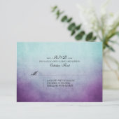 ティール(緑がかった色)素朴とパープルボヘミアンウェディングRSVP 出欠カード (スタンド正面)