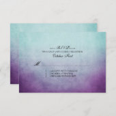 ティール(緑がかった色)素朴とパープルボヘミアンウェディングRSVP 出欠カード (正面/裏面)