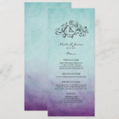 ティール(緑がかった色)素朴とパープル·ボヘミ結婚アンのメニュー メニュー (正面/裏面)