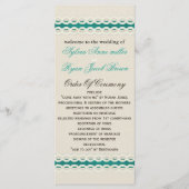 ティール（緑がかった色）素朴のバーラップとレースの田舎結婚式 プログラム (正面)