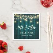 ティール（緑がかった色）素朴の木の糸がミセスの結婚光を スタンダードカクテルナプキン (インサイチュ)