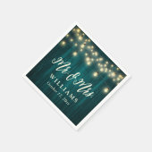 ティール（緑がかった色）素朴の木の糸がミセスの結婚光を スタンダードカクテルナプキン (角)