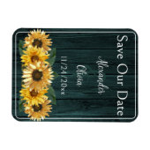 ティール(緑がかった色)素朴ひまわり日付磁石を保存 マグネット (横)