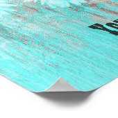 ティール(緑がかった色)素朴ウエスタンブルスカルひまわり花オンウッド ポスター (角)