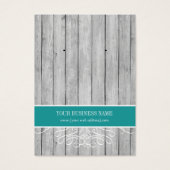 ティール(緑がかった色)素朴ウッドカスタムイヤリングカード (正面)