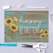 ティール(緑がかった色)素朴ウッドサンフラワーズリタイアメント 薄葉紙 (クラフト)