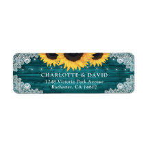 ティール（緑がかった色）素朴ウッドサンフラワー差出人住所