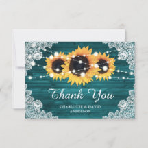 ティール（緑がかった色）素朴ウッドサンフラワー結婚ズ