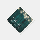 ティール(緑がかった色)素朴ウッドストリングライツナプキンズ スタンダードカクテルナプキン (角)