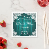 ティール(緑がかった色)素朴ウッドレースストリングラ結婚イト スタンダードカクテルナプキン (インサイチュ)