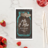 ティール(緑がかった色)素朴ウッド・メイソン・ジャー氏とミセス結婚ズ (インサイチュ)